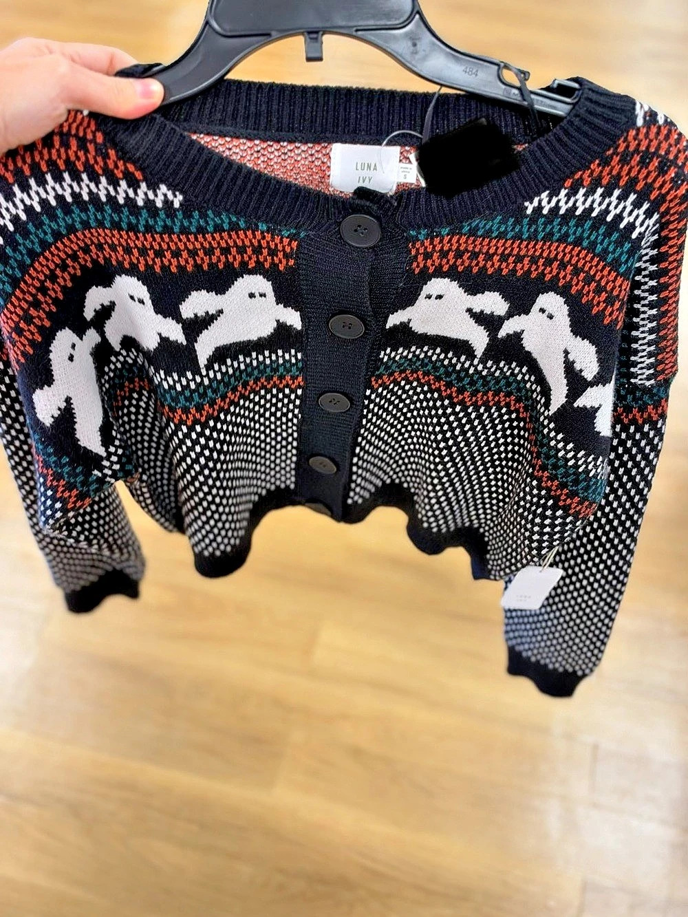 Luna ivy Dolphin Graphic Cropped Cardigan